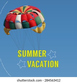 Vector illustration of bright colorful parachute