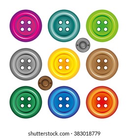 Vector illustration. Bright colors buttons on white background. 