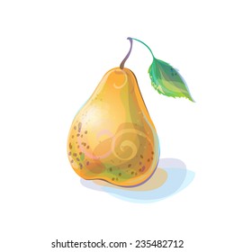 Vector illustration of bright colors pear. Can be used for  greeting cards, fabrics, wallpapers, scrap-booking, etc