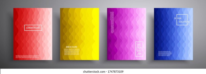 Ilustración vectorial de una cubierta brillante con elementos geométricos gráficos. Gradientes de medio tono coloridos. Colección de plantillas para folletos, carteles, pancartas, volantes y tarjetas.