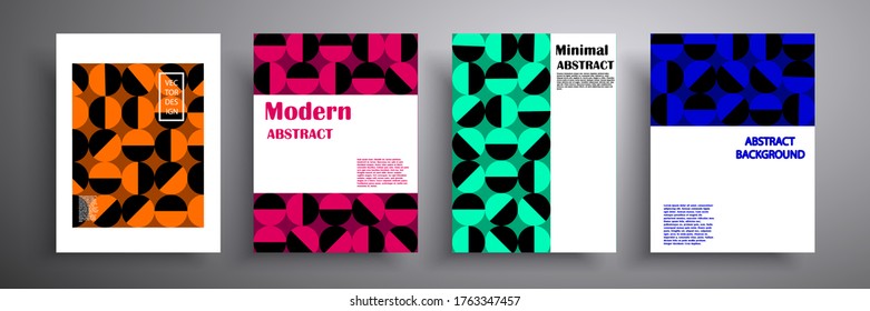 Vector illustration of a bright cover with graphic geometric elements. Colorful halftone gradients. Collection of templates for brochures, posters, banners, flyers and cards