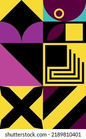 Vector illustration of a bright cover with graphic geometric elements. Collection of templates for brochures, posters, banners, flyers and cards. Bauhaus pattern