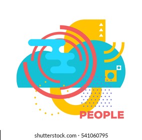 Vector illustration of bright creative abstraction on white background with word people. Communication colorful abstract concept. Flat art style design for web, site, advertising, banner, poster