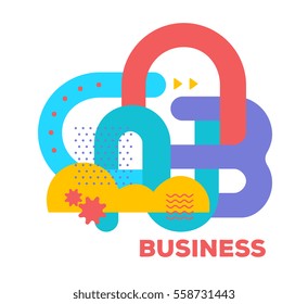 Vector illustration of bright creative abstraction with cloud on white background with word. Business colorful abstract concept. Flat art style design for web, site, advertising, banner, poster, card