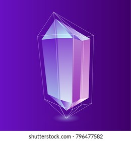 Vector illustration of bright crystal in white frame on gradient background