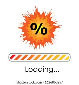 vector illustration of bright explosion with percentage symbols and loading bar for discount banner