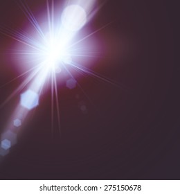 Vector illustration of bright flare in dark skies for your design