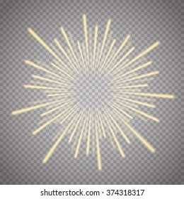 Vector illustration of bright flash, explosion or burst isolated on transparent background.