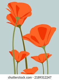 Vector illustration of bright flowers. Minimalistic poster