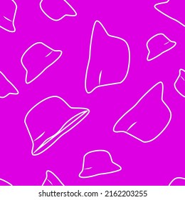 Vector illustration. Bright flying seamless pattern with simple contour panamas silhouettes. Purple endless background. Flat style. Background design for advertising and typographic products.