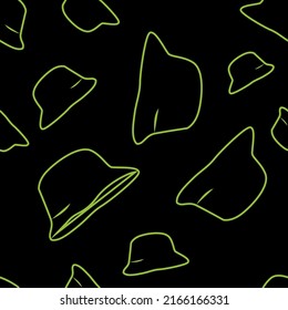 Vector illustration. Bright flying seamless pattern with simple contour silhouettes of Panama. Green endless background. Flat style. Background design for advertising and typographic products.
