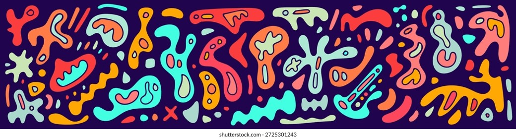 Ilustración vectorial con forma geométrica brillante sobre fondo negro. Concepto de patrón Abstractas con forma simple. Conjunto de diseño de abstracción de estilo plano de forma y elemento de geometría para Anuncio, póster