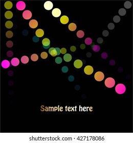 Vector illustration of Bright glowing balls on a black background.