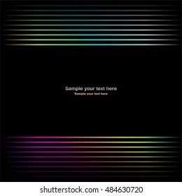 Vector illustration of Bright, glowing, multicolored stripes and gold text on a black background.