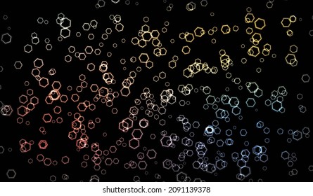 Vector illustration. Bright glowing particles of different colors on a black background. Christmas sparks