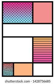 vector illustration of bright gradient geometric poster with bold rectangles frames