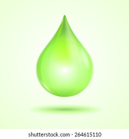 Vector illustration bright green drop isolated on white background