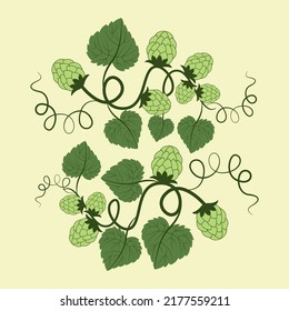 vector illustration of bright green hops