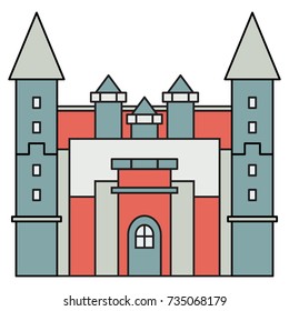 Vector illustration. Bright house with a dark outline