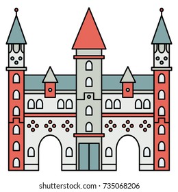 Vector illustration. Bright house with a dark outline