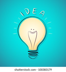 vector illustration of bright idea with glowing bulb