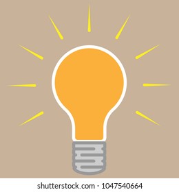 Vector illustration of a bright light bulb. Logo for energy saving. Incandescent lamp. Concept of the idea.