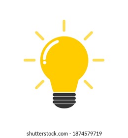 Vector illustration of a bright light bulb on a white background, a bright light bulb represents creativity, analytical thinking and problem solving.