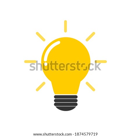 Vector illustration of a bright light bulb on a white background, a bright light bulb represents creativity, analytical thinking and problem solving.