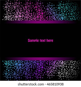 Vector illustration of Bright multicolored sparkles on a black background.
