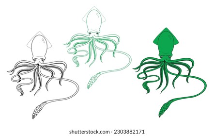Vector illustration of a bright orange cartoon squid.