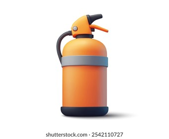 Vector illustration of a bright orange fire extinguisher with a modern, stylized design. Ideal for safety, emergency preparedness, fire prevention, and industrial themes