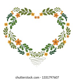 Vector illustration bright orange flower frame with white background hand drawn