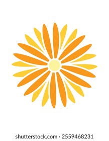 Vector illustration of a bright orange sunflower with detailed petals. Ideal for nature, summer, or floral-themed designs.