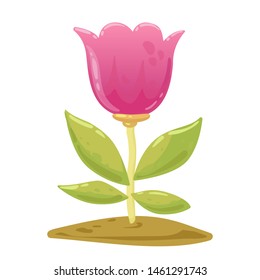 vector illustration with bright pink decorative flower on a white background
