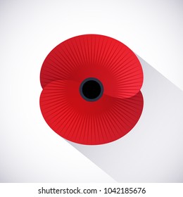 Vector illustration of a bright poppy flower. Remembrance day symbol. 