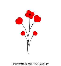 Vector illustration of a bright poppy flower. Anzac memorial day symbol