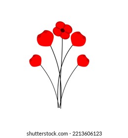 Vector illustration of a bright poppy flower. Anzac memorial day symbol