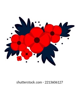 Vector illustration of a bright poppy flower. Anzac memorial day symbol