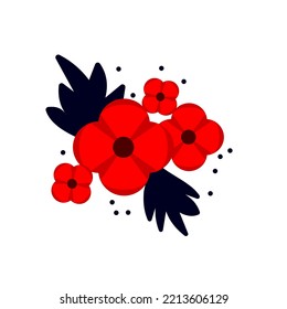 Vector illustration of a bright poppy flower. Anzac memorial day symbol