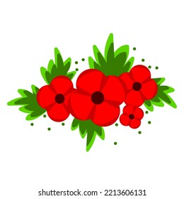 Vector illustration of a bright poppy flower. Anzac memorial day symbol