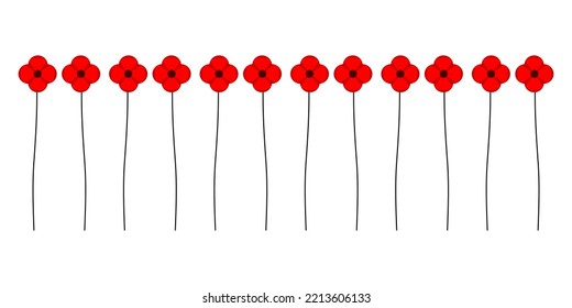 Vector illustration of a bright poppy flower. Anzac memorial day symbol