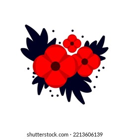 Vector illustration of a bright poppy flower. Anzac memorial day symbol