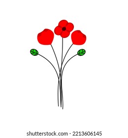 Vector illustration of a bright poppy flower. Anzac memorial day symbol