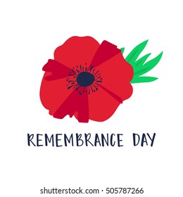 Vector illustration of a bright poppy flower. Remembrance day