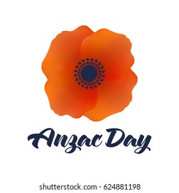 Vector illustration of a bright poppy flower. Remembrance day symbol. Anzac day Australia. Anzac day New Zealand.