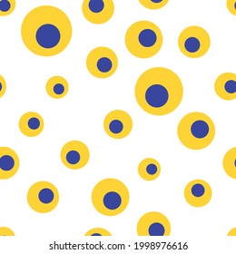 Vector illustration of bright psychedelic seamless pattern with multicolored circles of various shapes