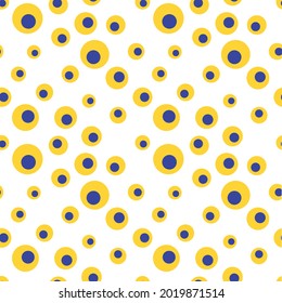 Vector illustration of bright psychedelic seamless pattern with multicolored circles of various shapes