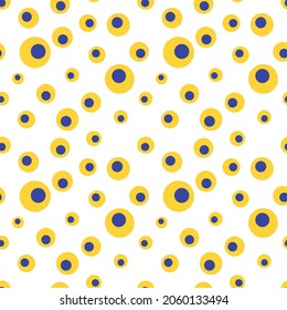 Vector illustration of bright psychedelic seamless pattern with multicolored circles of various shapes