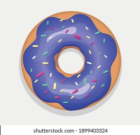 Ilustración vectorial de un donut violeta brillante con acristalamiento
