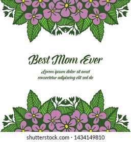 Vector illustration bright purple wreath frame for template of best mom